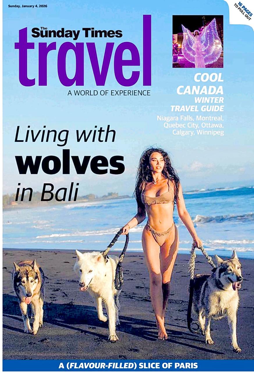Sunday Times Travel cover featuring 'Living with wolves in Bali'